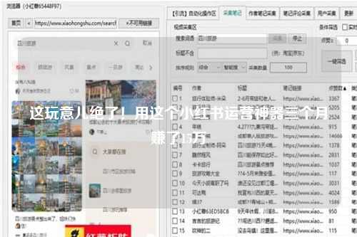 这玩意儿绝了！用这个小红书运营神器三个月赚了15万
