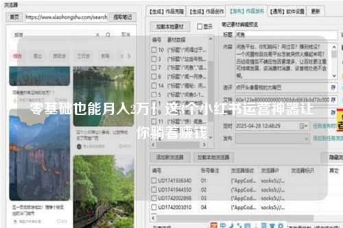 零基础也能月入2万！这3个小红书运营神器让你躺着赚钱