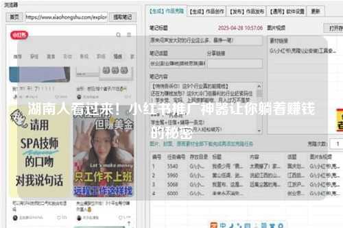 湖南人看过来！小红书推广神器让你躺着赚钱的秘密
